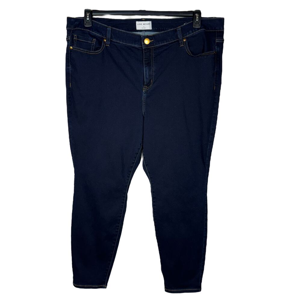 Lane Bryant SZ 24 High-Rise Skinny Jeans Stretch Pockets Zip-Fly Dark Wash Blue